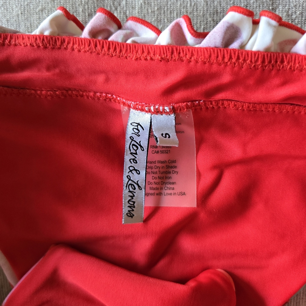 For Love and Lemons Keely Bikini Bottoms Size Small Fruit Cherry Strawberry - Picture 5 of 7